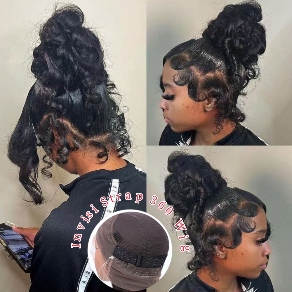 Human Hair Wigs - Wig HD 360 Full Lace dengan