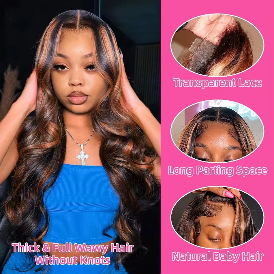 Wig Rambut Asli Highlight Ombr - Lace Front Wigs ulasan dan harga