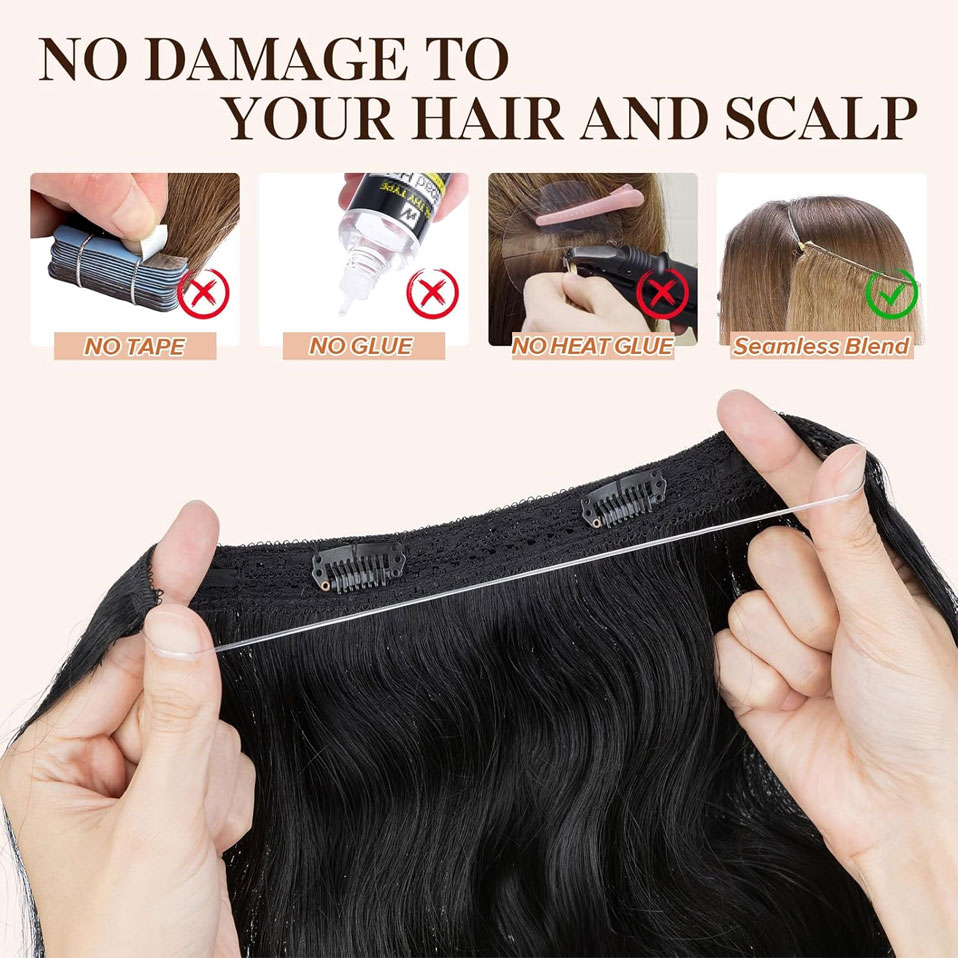 S-noilite Wire Dalam Ekstensi  - Invisible Tape In Extensions Real Hair ulasan dan harga