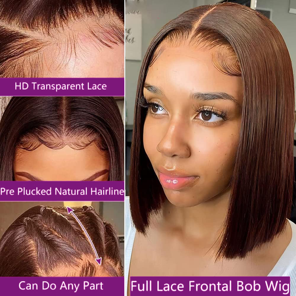 Wig Bob Pendek Warna Cokelat d - Pre Parted 13X4 Lace Front Bob Wig ulasan dan harga