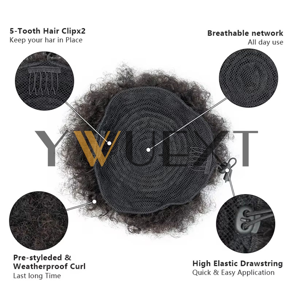 Ekstensi rambut ponytail Afro  - Drawstring Afro Curly Puff Ponytail ulasan dan harga