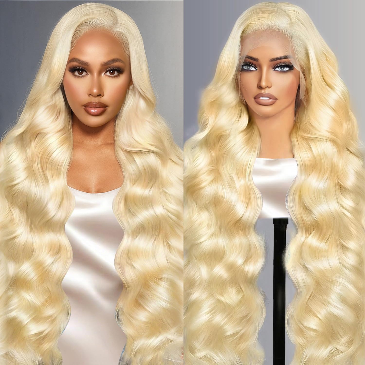 Wig Rambut Asli 13x4 Lace Fron - 613 Blonde Body Wave Lace Front Wig ulasan dan harga