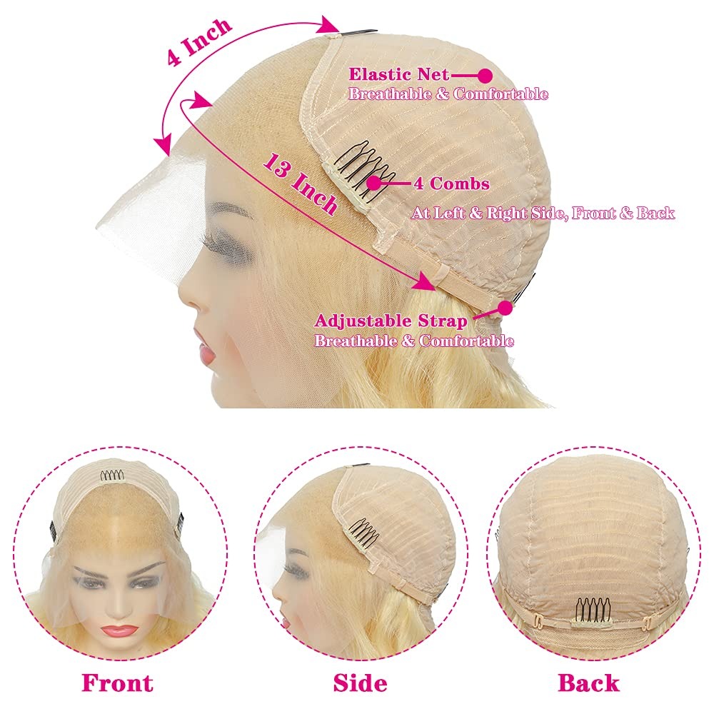 Wig Rambut Asli 13x4 Lace Fron - 613 Blonde Body Wave Lace Front Wig ulasan dan harga