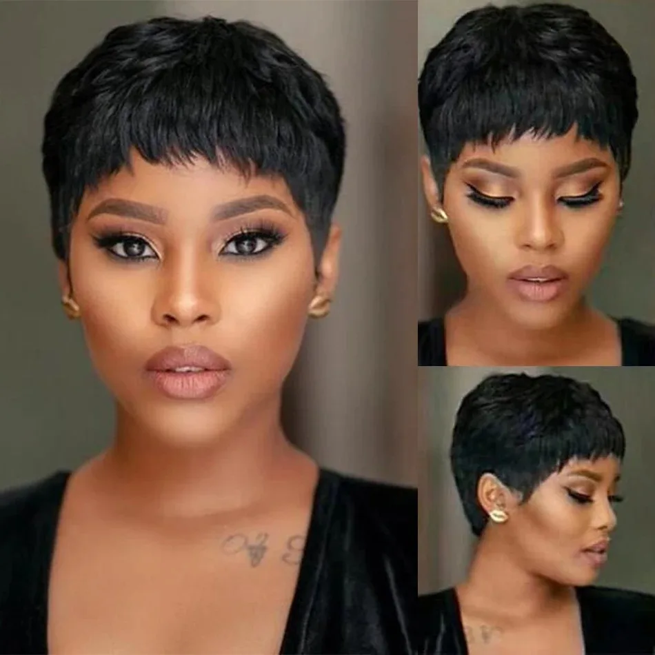 Wig Rambut Manusia Pendek Poto - Short Pixie Cut Wig Human Hair Cheap ulasan dan harga