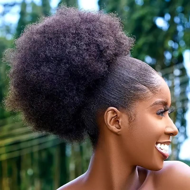 1 Buah Wig Sanggul Rambut Gaya - Drawstring Afro Curly Puff Ponytail ulasan dan harga